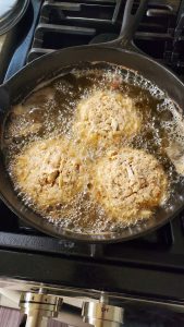 Cakes frying