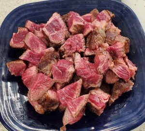 Cut up beef