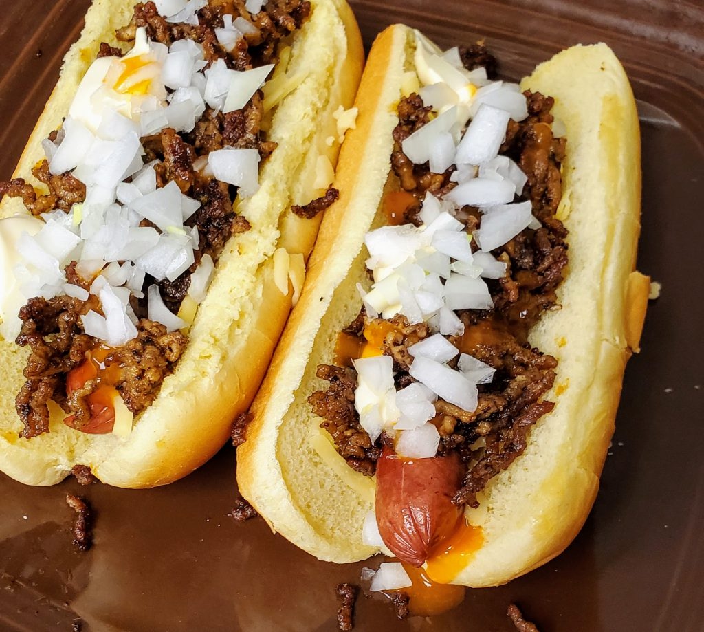 Hot dog with taco meat